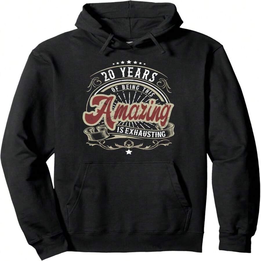 20th Birthday Being This Amazing, Funny 20th Birthday Gif Pullover Hoodie - Hitam 20 - View 1