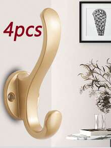 4 Packs Traditional Metal Wall Mount Hooks, Heavy Duty Dual Coat Hangers With Rust Resistant Painted Finish, Practical Vintage Style For Hanging Hats, Coats, Towels, Keys, Robes, Scarves, Bags Bathroom Bathroom Accessories Bathroom Tools