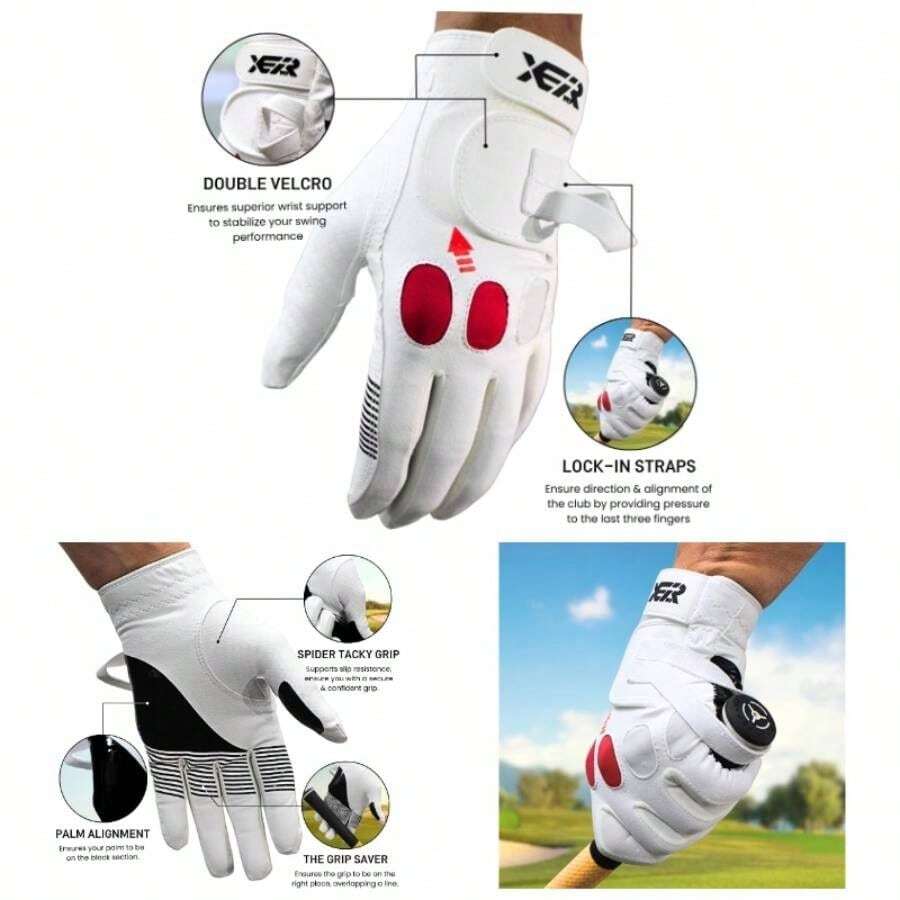 Grip Trainer Glove Beginner - Friendly Swing Training Aid Proper Fundamentals Guide Markings Right Grip, Position, And Swing Eliminate Slice Hook - Nam cỡ lớn + trái - Xem 1