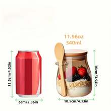 11.96盎司玻璃杯，隔夜燕麦杯套装（1/2/3/4件套），沙拉碗，燕麦罐，带盖和勺子的备餐容器，玻璃罐，芝麻，布丁，酸奶 - 彩色 - 查看 8