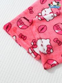 Sanrio Women's Cozy Winter Hello Kitty Cute Cartoon Flannel Sleep Pants, Soft, Fluffy, Non-Transparent, Suitable For Home Relaxation - Pink - View 4