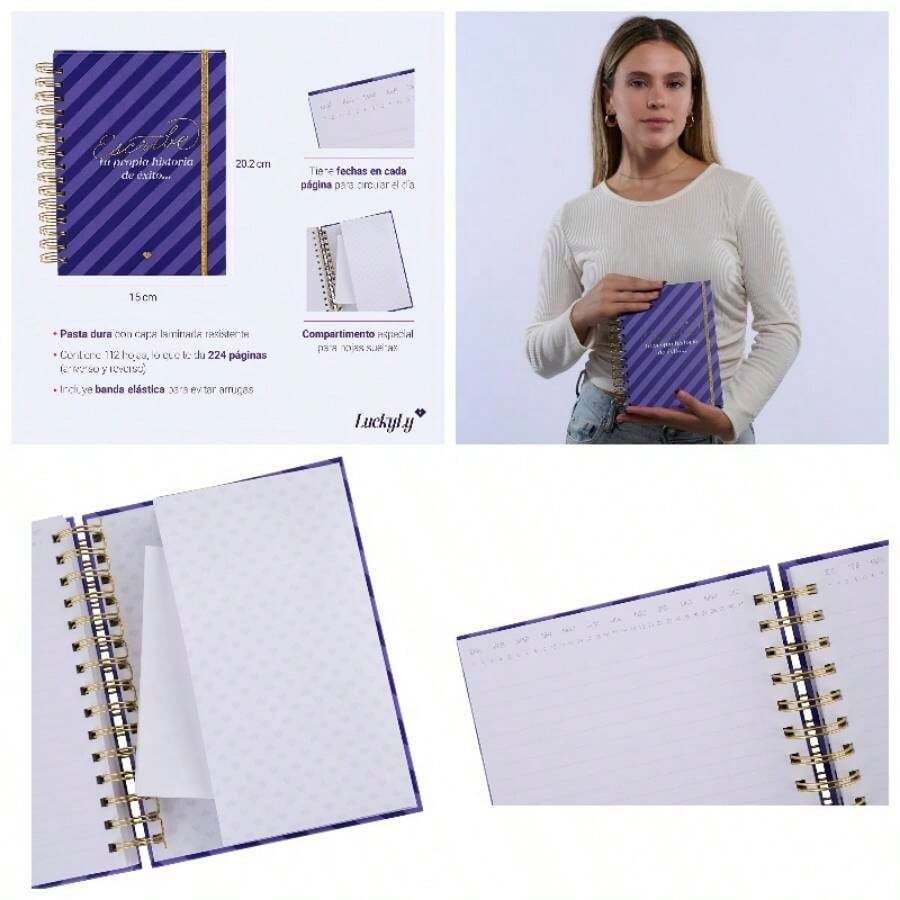 Libreta de Notas Bonita con Pasta Dura y Elstico, Cuaderno de Notas Profesional como Diario de Gratitud, Agenda Mujer o Journaling Notebook, Regalos para Mujer y Mam u2013, Escribe - Morado - Escribe - Ver 1