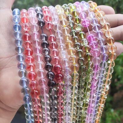 50 قطعة خرز زجاجي مزيف ناعم 8 مم، خرز مطلي مكسور، خرز انفجار زهرة بلورة الثلج فضفاض للصنع اليدوي لقلادة وسوار وأقراط وتعليقات الهاتف والمفاتيح