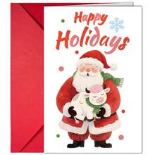 Zestaw 5 zabawnych kartek świątecznych z życzeniami i kopertami, ręcznie pisane kartki świąteczne z kreskówkowymi życzeniami