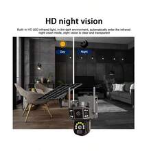 Solar-Powered Outdoor Security Camera - 4K/8MP Dual-Lens, 2.4G WiFi Connection, HD Night Vision Security Camera With 360° Pan And Tilt, Color Night Vision, Two-Way Audio, Solar Panel Or USB Charging, 32 SD And Cloud Storage, Wireless Video Monitoring, Smart Home Security Camera - Black+32GB - View 6