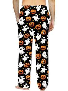 Mens Pajama Pants Christmas Halloween Sleepwear Lounge Pjs Pants With Pocketshalloween - 鬼南瓜 - 查看 3