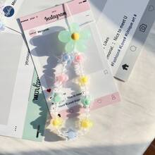 Pink Mobile Phone Lanyard, Korean Pearl Flower Decoration, Key Chain Key Chain Bag Pendant Bag Pendant Bag Ornaments Chain Bag Hanging Ornaments, Suitable For Mobile Phones, Bags, Key Chains, Etc. Suitable For Girls, Women, College Students, New Employees, White-Collar Women Gift Accessories Decoration. Car Pendants, Women'S Key Chains, Key Pendants,