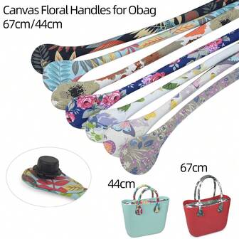 New 1 Pair Short Long Round Floral Canvas Cloth Fabric Handles For Obag Classic Mini O Bag Shoulder Straps Belts Replacements Accessories