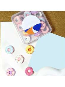 15 Pieces Of Decorative Pushpins, Donut-Shaped Pushpins, Suitable For Photo Walls, Feature Walls, Whiteboards, Cork Boards, Maps, Bulletin Boards, Offices Or Homes,Educational Supplies - Multi-Functional Doughnut-Style Paper Clips