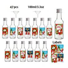 47 Stück/5 Stück leere Weinflaschen zu Weihnachten. Getränkespender Flaschen. Plastik, wiederverwendbare Flaschen mit Etiketten und Kappen. Sie können als Chili-Sauce oder Getränkeflaschen verwendet werden. Kompakt und tragbar, geeignet für Outdoor-Abendessen, Weihnachtsfeiern und andere Feiertage.