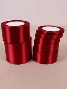 22 Yards Burgundy Satin Ribbon, Burgundy Satin Silk Ribbon, Suitable For Gift Wrapping, Making Bows, Bouquets, Wreaths, DIY Crafts, Sewing Projects, Baby Showers And Wedding Parties - Multicolor - View 1