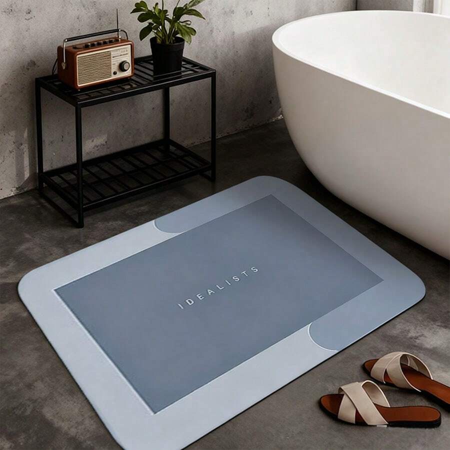 Super Absorbent Bathroom Floor Mat - Quick-Drying And Non-Slip, Soft Carpet Suitable For Shower Room, Kitchen, Living Room, RV, Fast-Absorbing Modern Bathroom Decorative Mat, Geometric Pattern, Comfortable Texture Home Accessories, Halloween/Christmas/Thanksgiving Decorative Floor Mat - 淺灰色 - 查看 1