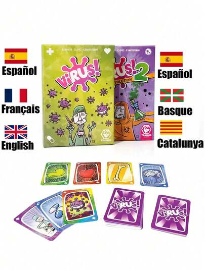 Virus 1/Virus 2 Card Game Toys - Tranjis Strategy Board Game Toys, Suitable For 2-8 Players, With Independent Packaging Design (Convenient For Storage And Carrying), Accompanied By Instructions In Multiple Languages (English/French/Spanish), Is The Best Puzzle Toy, Suitable For Teenagers/Adults, Suitable For Family Gatherings And Party Board Games, Unique Gift Idea, Board Game Toys.