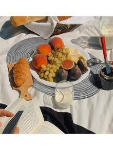 Cotton Yarn Woven Oval Placemats 12x18 Inch, Dining Table Oval Napkins, Natural Woven Heat Resistant Table Mats For Family Gatherings, Wedding Parties (Gray) - Grey - View 6