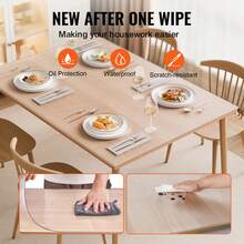 Plastic Tablecloth, 61 X 121.9 Cm, 1.5 Mm Thick, Frosted Table Protector, Rectangular PVC Desk Pad, Waterproof And Easy-Clean Desk Mat, Table Cover, For Office, Dresser, Dining Room Table, Nightstand - 24x48 Zoll mờ 1,5 mm - Xem 4