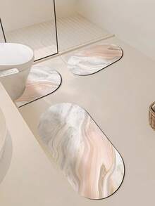 1/3 buc Covoraș Absorbant Antiderapant pentru Baie, Covoraș cu Gel de Silice, Baie cu Model Retro, Covoraș de Toaletă în Formă de U, Covoraș Absorbant pentru Chiuvetă, Covoraș de Bucătărie cu Grosime de 2,5 mm Decor de Crăciun