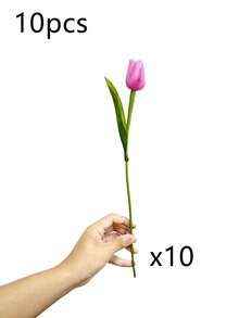 3/6/10 件人造郁金香，逼真的塑料假郁金香，塑料人造花，适合 DIY 装饰、花瓶插花、家庭聚会、房间、房屋、圣诞装饰的花束 - 彩色 - 查看 10