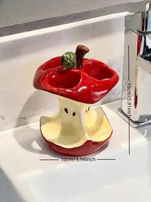 1PC Creative Apple Toothbrush Holder, Bathroom Sink Organizer For Home Use, Home Organization, Countertop Organizer, Sleek Organizer, Creative Design, Elegant Finish, Smooth Surface, Bathroom Holder, Storage Rack, Organized Living, Personal Hygiene