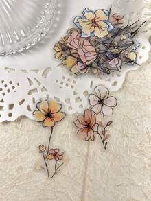 20pcs/Pack Vintage Floral Rose Plant PET Stickers, Scrapbooking DIY Decorative Stickers For Planner, Album - Multicolor - View 9