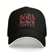 I Love Dogs And Coffee "Baseball Cap - Casual Unisex Hip Hop Cap, Light And Durable, Simple Design, Suitable For Summer Wear, Outdoor Casual Baseball Cap, Especially For Fishing Activities, A Great Choice For Holiday Gifts! - Navy Blue - View 3