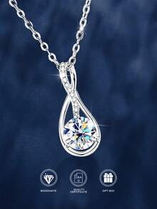 Un elegante collar de moissanita de 1 quilate para mujeres de plata esterlina 925, joyería de moda clásica para uso diario y vacaciones, un exquisito regalo de cumpleaños, compromiso, boda, aniversario, Navidad, Día de Acción de Gracias y otras ocasiones especiales, una joya brillante y hermosa, un regalo ideal para graduación.