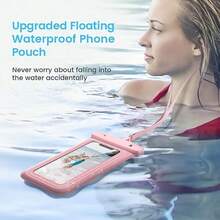 Large Waterproof Phone Bag, Waterproof Phone Case, Suitable For Phone 16 15 Pro Max, Galaxy S25 S24 S23 Ultra, IPX8 Waterproof Phone Protective Pouch, Essential For Beach And Travel - SJFST-pINK - View 5