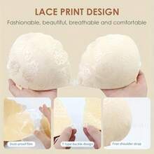 3 Pares de Sutiãs Autoadesivos de Renda, Sutiãs Autoadesivos Invisíveis (Com Alças de Ombro Transparentes e Tampas de Mamilo Grátis), Sutiãs Push-Up Sem Costas, Capas de Sutiã de Silicone Reutilizáveis - Multicolorido - Visão 4