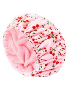 1pc Adjustable Plush Shower Cap, Waterproof Polyester Absorbent Microfiber 3-In-1 Hair Drying Cap - Multicolor - View 1