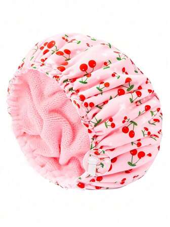 1pc Adjustable Plush Shower Cap, Waterproof Polyester Absorbent Microfiber 3-In-1 Hair Drying Cap