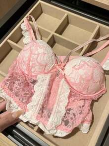 Sexy Pink Lace Vest With Bib For Women, Sleeveless Bodysuit With A Flattering Back For Sensual Gals