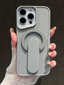 Luxury Folding Ring Holder Magnetic Bracket Phone Case Compatible With IPhone 17ProMax 17Pro 17Air 17 16 15 14 13 12 Pro Max Support Magnetic Wireless Charging Shockproof Bumper Cover - Grey - View 4