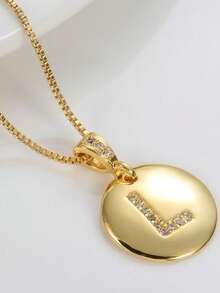 Gold Necklace Shine Letter Alphabet Initial Initials Letter - Vàng - Xem 8