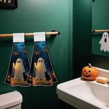 Halloween Puppy Hanging Kitchen Towels With Loop, Set Of 2 - Soft & Super Absorbent Microfiber Decorative Hanging Dish & Hand Towel, Tea, Coffee Towel For Kitchen Bathroom Oven Handlehalloween - bóng ma - Xem 5