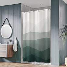 Popular Ombre Blue Fabric Contemporary Shower Curtains For Bathroom Dcor - 墨綠色 - 查看 3