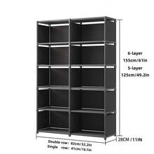 1 件简易书架，多层家用落地式收纳架，黑色/白色，多功能整理架，单排/双排，节省空间，时尚简约设计，适用于书房，易于组装的书柜