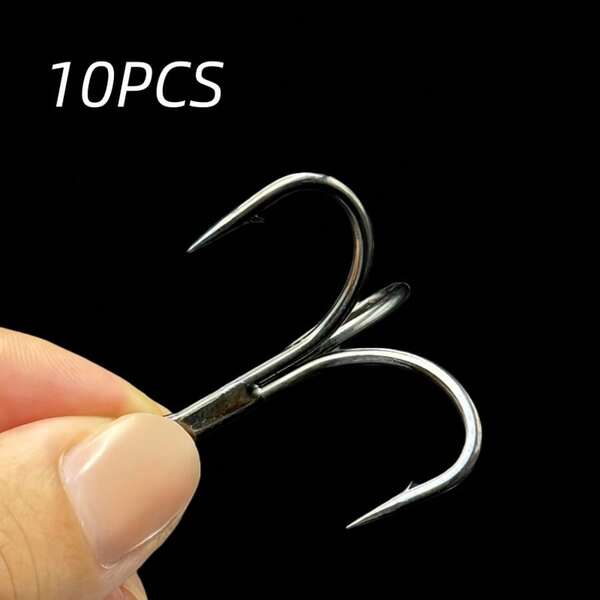 10 pezzi Nuovi Ami da Pesca Treble Rinforzati 6066, Adatti per Pesca con Esche Artificiali, Pesca alla Carpa, Pesca alla Farfalla