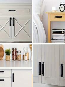 黑色免提滑动门把手，适用于车库门和衣柜门