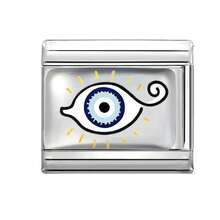 1pc Silvery Series Elegant Blue Eye Graphic Design, Luxurious Epoxy Resin Modular Necklace/Bracelet/Ring Jewelry Accessory, Suitable For Birthday, Anniversary Gifts (Single Piece, Unassembled)