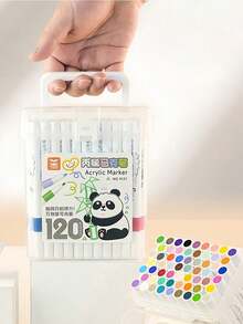 120PCS Colors Acrylic Paint Pens For Rock Painting, Ceramic, Wood, Plastic, Calligraphy, Scrapbooking, Brush Lettering, Card Making, DIY Crafts Back To School - 彩色 - 查看 13