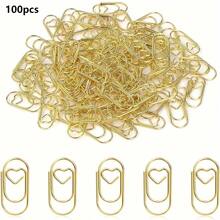 100pcs Miniature Gold Heart Shaped Paper Clips, Versatile Metal Office Supplies For Study, Office, And Home,Back To School,School Supplies - Mini Heart Shape - View 13