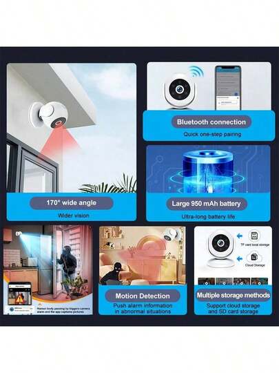 1pc Intelligent Mini Ultra HD 1080P Camera Supports 2.4G WIFI Connection, Panoramic Tilt Functions, Infrared Night Vision, Two Way Voice Intercom Automatic Tracking Which Is Very Office Home Security Monitoring The Elderly/Teenagers/Pets. view 6