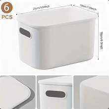6PC Multi-Color Stackable Plastic Storage Baskets With Lid - Waterproof Space-Saving Organizer For Kitchen Bathroom Bedroom Living Room Dorm Office Daily Supplies - màu xanh lá - Xem 3