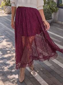 1 szt. Jednokolorowa, elegancka, swobodna spódnica z koronki, odpowiednia na randki, plażę, koncerty muzyki country, podróże i wakacje