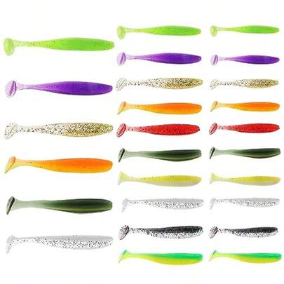 Cobee 26Piece Soft Fishing Lures Paddle Tail Swimbaits And Silicone Swim Baits For Trout Crappie Bass Saltwater And Freshwater 2.16 In/2.75 In/3.54 In 3 Sizes Multicolor