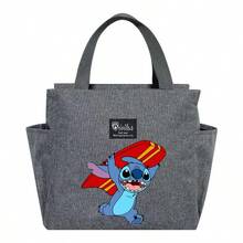 Adorable bolsa de almuerzo aislada con diseño de Stitch - Portador térmico de alimentos de doble bolsillo con grueso papel de aluminio, mantiene las comidas calientes para la escuela, de vuelta a la escuela, útiles escolares, oficina y actividades al aire libre | Colección