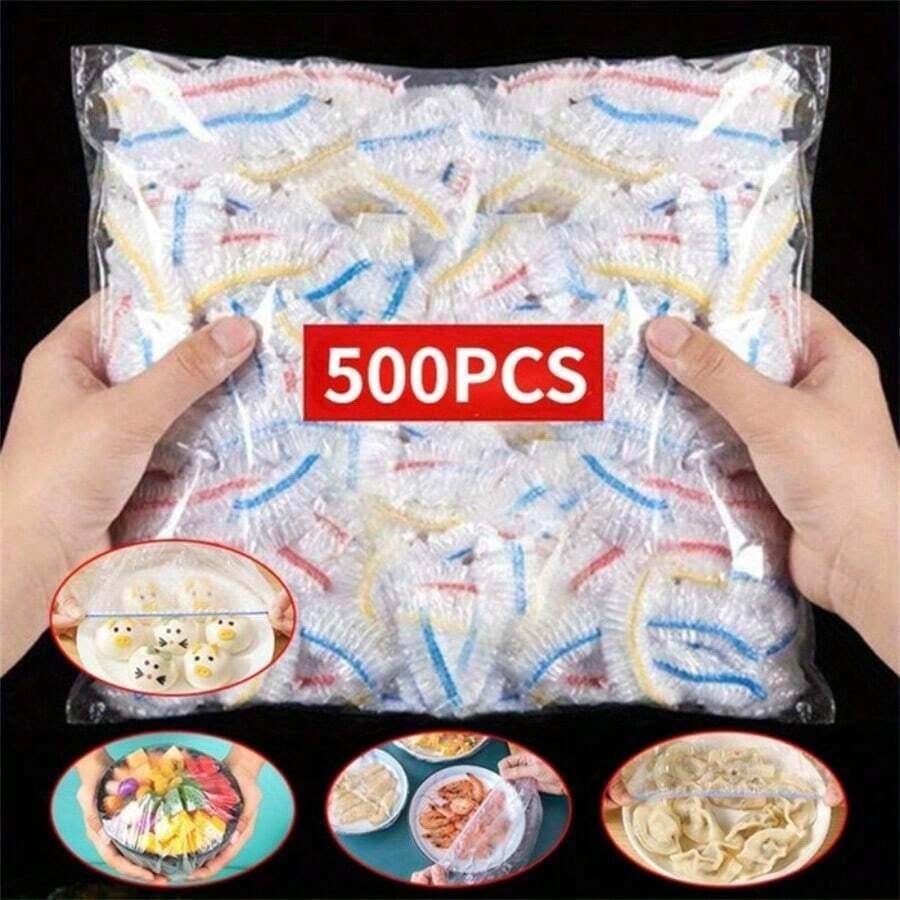 Food Fresh Keeping Cover, 100pcs Kitchen Storage Accessories Elastic Clear Plastic Wrap, Kitchen Tools, Reusable Fresh-Keeping Film Bag For Kitchen, Kitchen Gadgets & Supplies, Kitchenware Utensils, Home Decor, Party & Christmas Storage