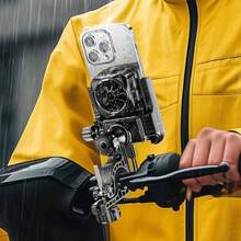 360 Degree Rotating Bike Phone Mount with Cooling Fan Adjustable Motorcycle Phone Holder Cycling Accessories - 1 rollo - Ver 4