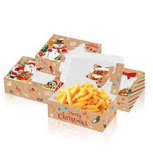 Cutie cadou de Crăciun pentru fursecuri, 12/24 buc, cu fereastră, forme mari de copt rezistente la ulei, în stil brutărie, cu imprimeu de turtă dulce și om de zăpadă, potrivită pentru petrecerea de Crăciun, nunta, ziua de naștere