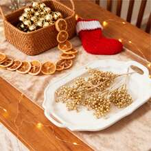 1/3pcs Artificial Christmas Beads Christmas Stems Fake Plants Flower Bouquet For Home Decor, Wedding Decor, Garland Christmas, Room Decor, Balcony Decor, Kitchen, Dining Room, Bedroom Decor, Living Room Decor, Party Decorations, Halloween Decor, Christmas Decorations, Christmas Crafts, Birthday Party, Christmas Table Decorations, House Decor, Christmas Gifts Pumpkin Vase Outdoor Garden Decor