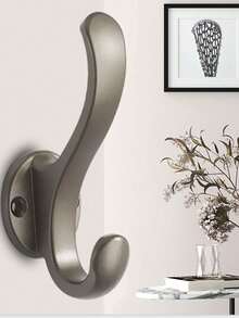 4 Packs Traditional Metal Wall Mount Hooks, Heavy Duty Dual Coat Hangers With Rust Resistant Painted Finish, Practical Vintage Style For Hanging Hats, Coats, Towels, Keys, Robes, Scarves, Bags Bathroom Bathroom Accessories Bathroom Tools